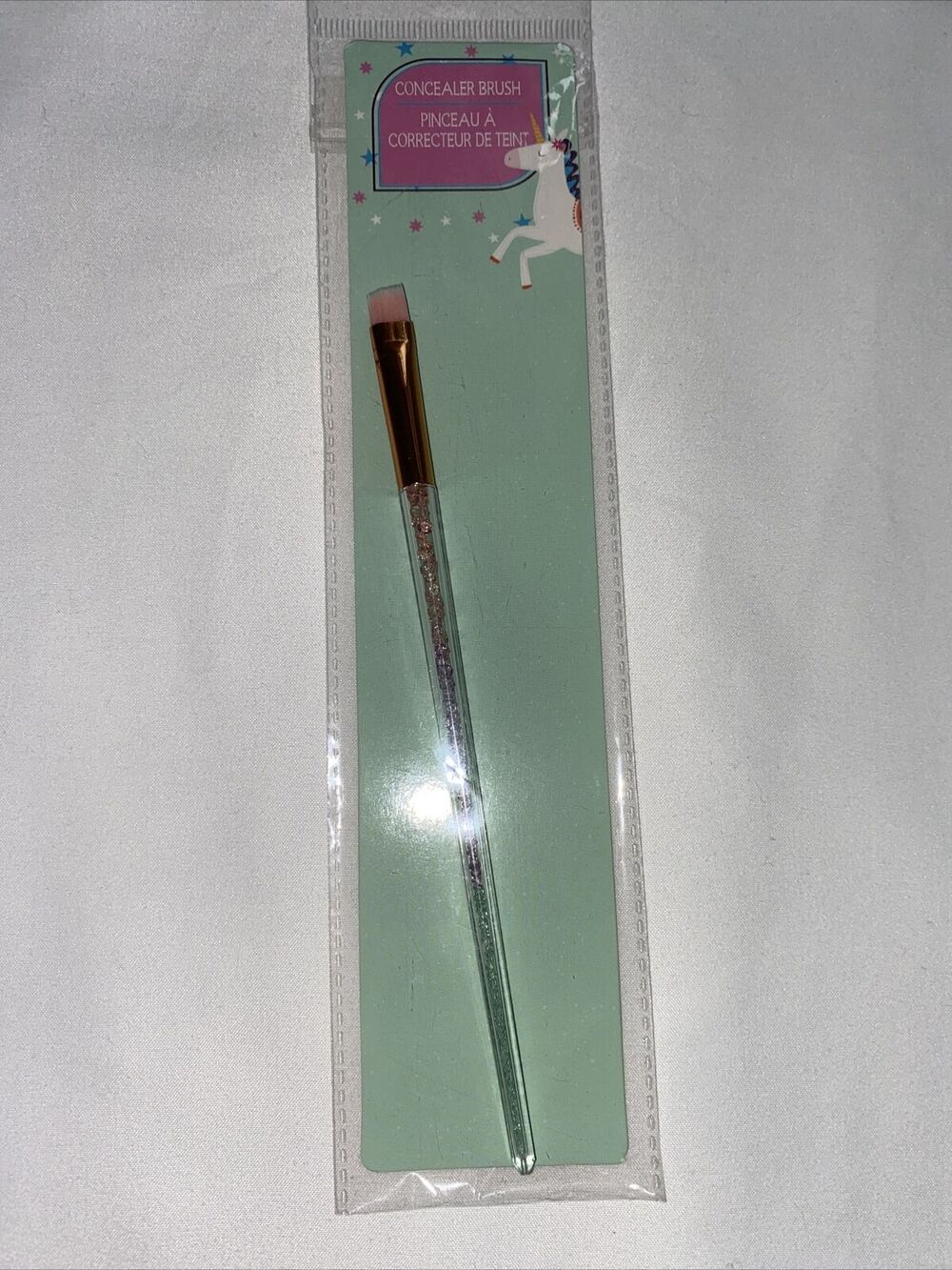 Concealer Makeup Brush Clear Handle Green Purple Pink Crystals